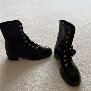 Stuart Weitzman Black Leather Combat Boots